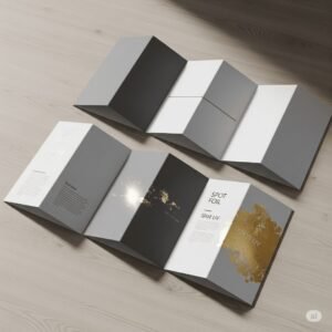 z-fold matte brochures, creative link, dubai printing