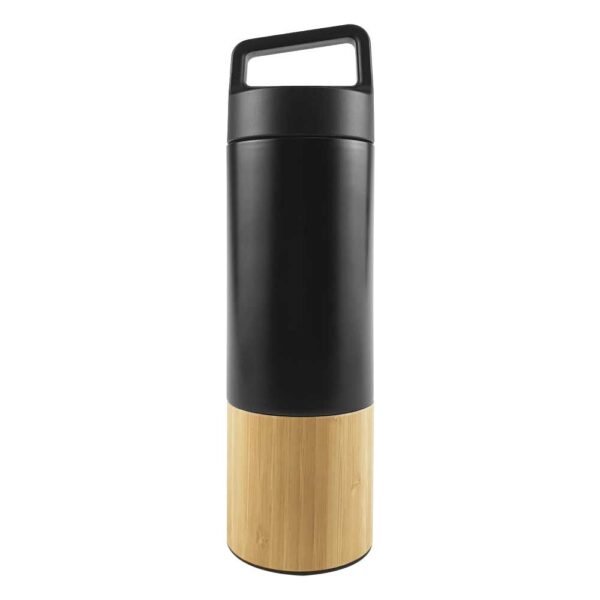 TM-017-BK - Stainless Steel & Bamboo Flask - Image 2