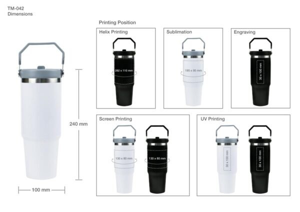 TM-042 - Stainless Steel Flip-Straw Tumbler - Image 3