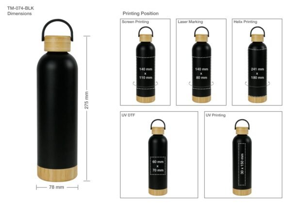 TM-074 - Matte Stainless Steel Bottle - Image 2
