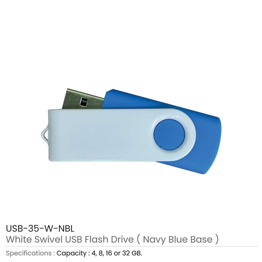 USB-35-W-White Glossy Swivel USB Flash Drive - Image 9