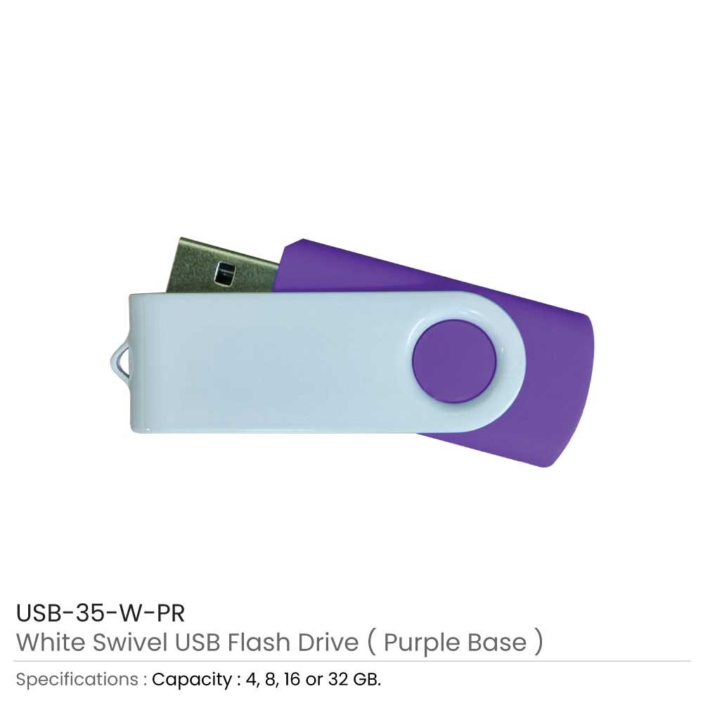 USB-35-W-White Glossy Swivel USB Flash Drive - Image 12