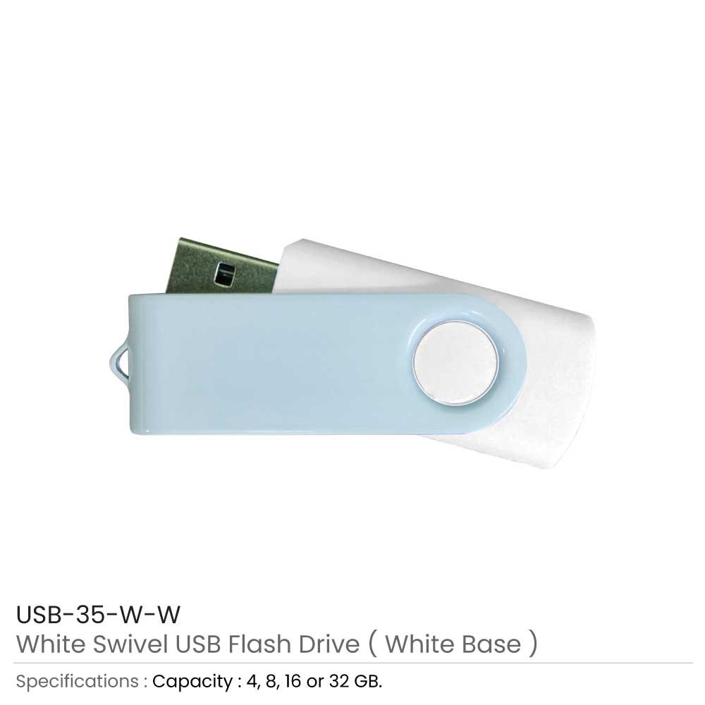USB-35-W-White Glossy Swivel USB Flash Drive - Image 15