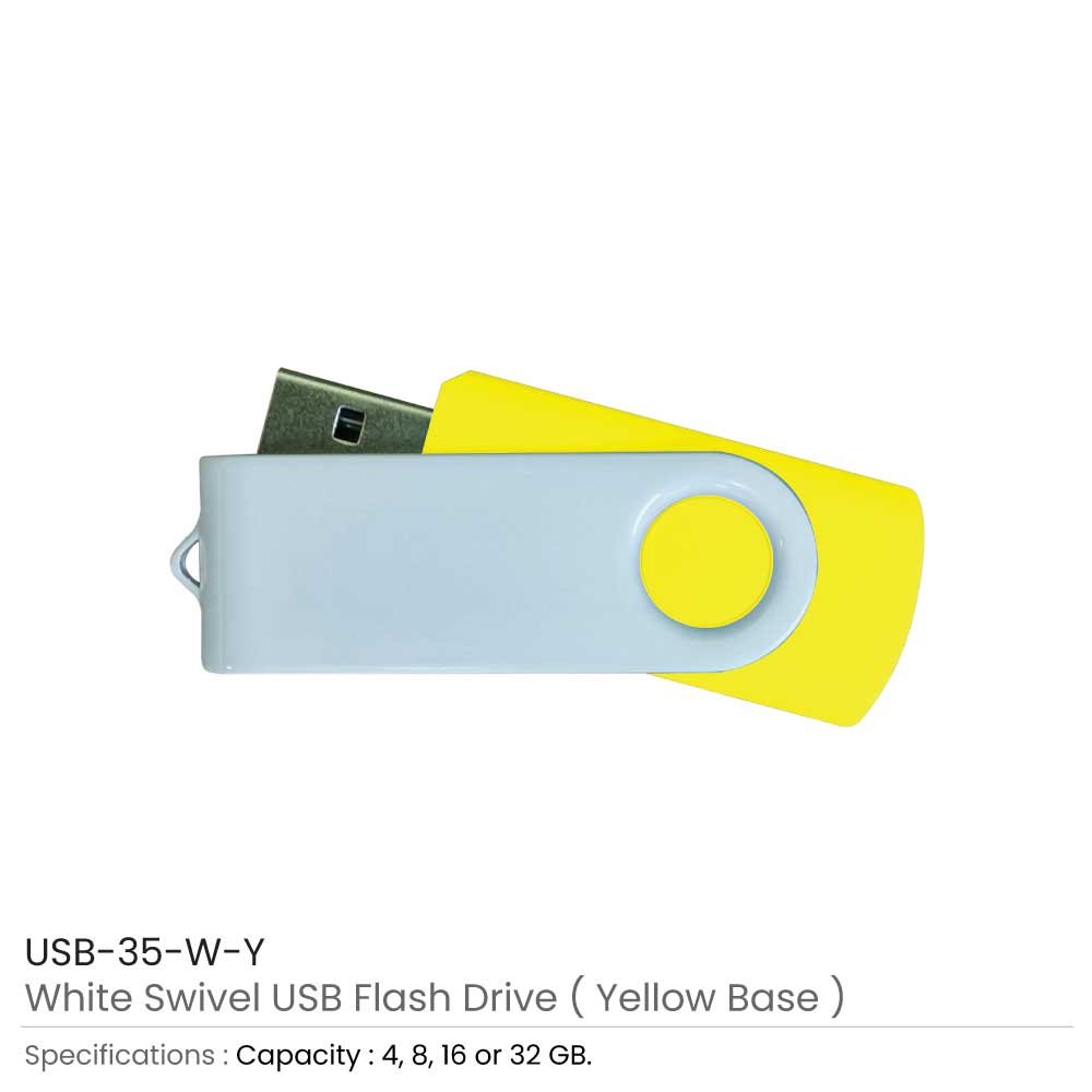 USB-35-W-White Glossy Swivel USB Flash Drive - Image 16