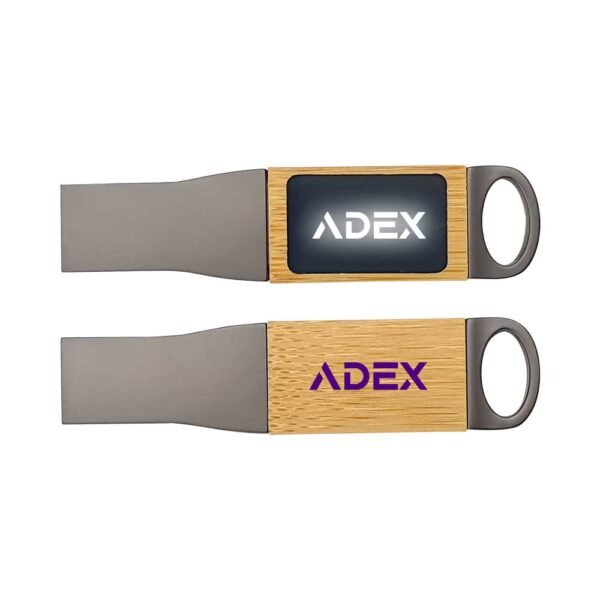 USB-75-Light-Up Logo Metal with Bamboo USB Flash Drive - Image 6