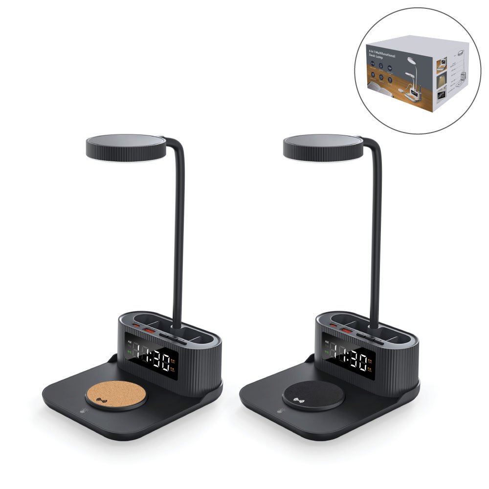 WCP-CLK-03-Desk Lamp with Wireless Charger, Clock, Pen Holder - Image 14