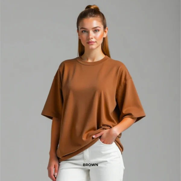 Oversized French Terry T-Shirt for Women - Image 2