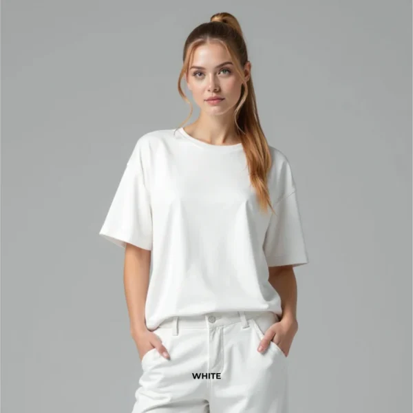 Oversized French Terry T-Shirt for Women - Image 11