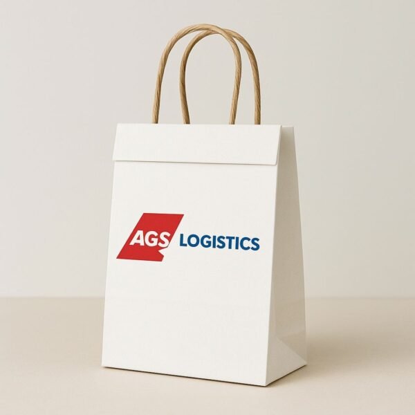 Kraft Shopping Bag (White) – Top Fold - Image 3