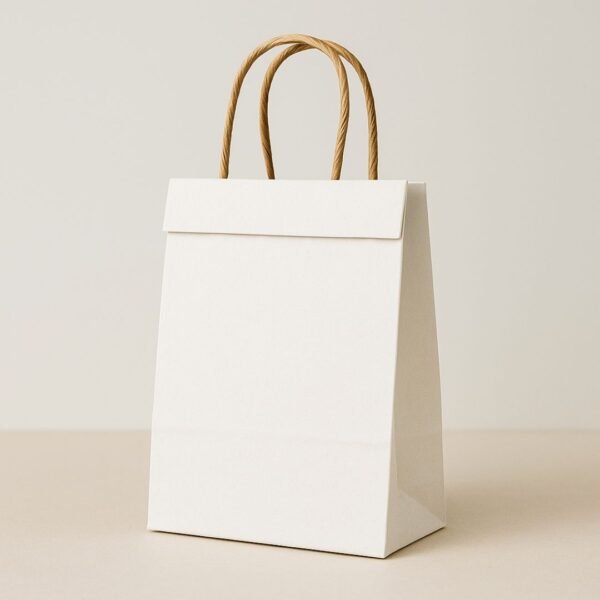 Kraft Shopping Bag (White) – Top Fold - Image 2